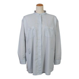 のらSTYLE スタンドカラーロングシャツ ストライプ／セレストブルー (L～LLサイズ相当) 取寄品 ユニワールド NS-521 ( 農業 ガーデニング 収穫 選果 農業女子 )
