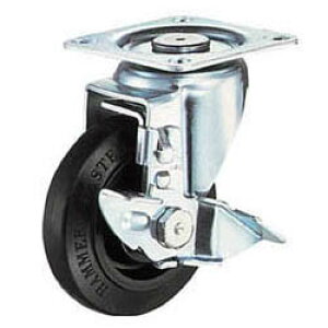 静音キャスター ナイロンホイールゴム車輪 自在式ストッパー付 車輪径 100 ハンマーキャスター 413BBS-FR100