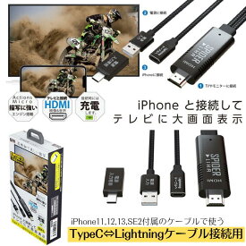 エアリア LIHA05 TypeC-Lightning iPhone13 12 11 SE2 付属ケーブルがそのまま使える iPhoneを接続しHDMIでテレビやモニターに大画面表示 iPhone 音声 映像 1080 FullHD 高精細 電源専用USB-TypeC変換コネクタ付属 SD-LIHA05