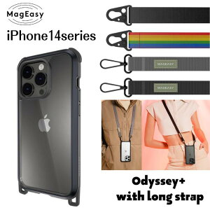 MagEasy Odyssey+ with long strap for iPhone14ProMax pP[X wʃP[X lbN V_[ Xgbvt 񂩂 V_[ \ nYt[  NA A~ U[ ~^[ 