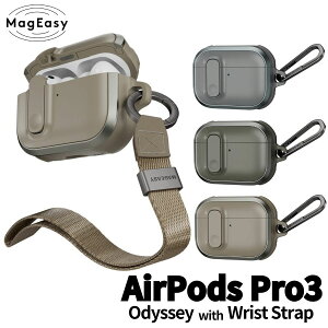 MagEasy AirPodsPro3 ��3���� APP3 Odyssey with Wrist Strap �J���r�i �X�g���b�v�x���g �{�^�� ���b�N �ϏՌ� �J�o�[ ���C�����X�[�d �Ռ� ������� ���킢�� �A���~�j�E���f�� ���b�N�@�\ �}�O�l�b�g�J��
