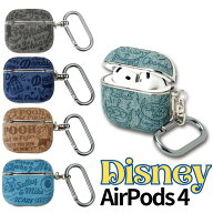 AirPods4 ケース カバー AP4 ハード ディズニー キャラ カラビナ付 レザー調 Disney ミッキーマウス ドナ…