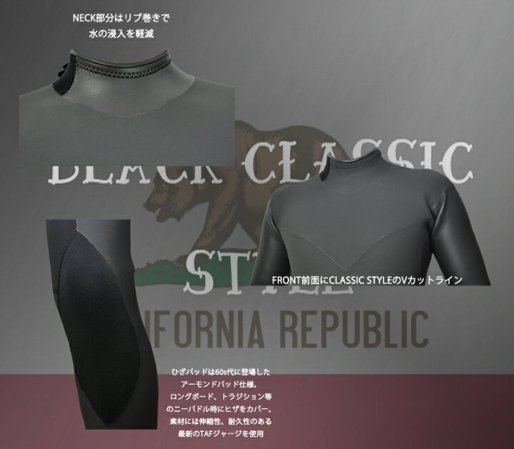 楽天市場】国内縫製 伸縮素材 BLACK Jersey CLASSIC 3mm フルスーツ 