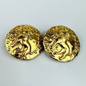 【中古】＼7日も超お買い得！最大14.5%OFF+P還元！／シャネル CHANEL イヤリング ココマーク ライオン ヴィンテージ ラウンド ゴールド