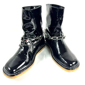 【中古】＼初売りSALE！最大13%OFF+P還元！／ 中古 靴 メンズ ロエベ LOEWE パテント ブーツ 黒 メンズ 41 26cm