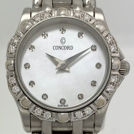 中古 腕時計 レディース コンコルド CONCORD サラトガ 13-36-0275 クォーツ 2針 ホワイトシェル マザーオブパール ダイヤモンド