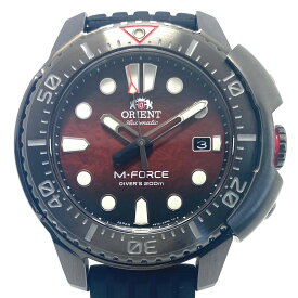 中古 腕時計 メンズ オリエント ORIENT エムフォース RN-AC0L09R F672-UAV0 国内50本限定モデル ワインレッド 自動巻 デイト表示 200m潜水用防水　ラバーベルト