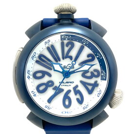 中古 腕時計 メンズ ガガミラノ GaGa MILANO ダイビング 48MM プロフェッショナル 5043 自動巻 白 チタニウム ラバーベルト 300m防水