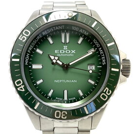 中古 腕時計 メンズ エドックス EDOX スカイダイバー ネプチュニアン 80120-3VM-VDN1 ダイバーズ 自動巻 グリーン デイト表示 セラミック 1000m防水