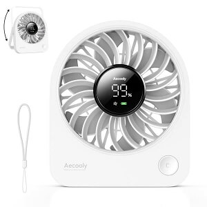 Aecooly Chic 03 Portable Table Fan �e�[�u���t�@�� ����@ �x�[�W�� �u���b�N �z���C�g 5�i�K���� �X�}�[�g�f�W�^���\�� USB�[�d ���^ �y�� �����΍� �S3�F