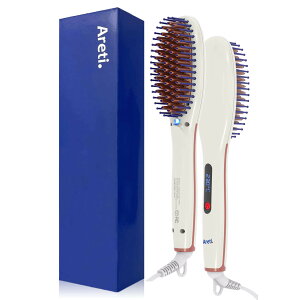 “ ヘアアイロン は アレティ ” ヒートブラシ 160〜230℃の温度設定 ブラシアイロン 頭皮を傷つけないシリコンピ