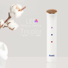 Areti アレティ 美顔器 ポーチに入る 美肌 3色LED ハンディ 軽量 電池式 Tricolor b1708WH/GD/IDG