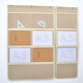 壁掛け収納 壁掛けポケット クリアファイル 透明 書籍絵本画集ディスプレイ展示用 横型不織布厚手マルチポケットベージュグレー ブルー A5サイズ書類収納整理棚インテリア収納ケース