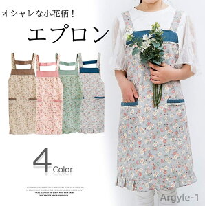 【送料無料】カフェエプロン オシャレ 防水裏地 エプロンワンピース エプロン H型 爽やかな小花柄が大人かわいい花柄