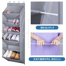 ドア掛け収納ポケット 6段 ウォールポケット ドア大容量 靴ラック 壁掛け棚 クローゼット収納 折りたたみ式 おもちゃ 帽子 靴下 ズボン 衣類収納 吊り下げ式シューズオーガナイザー 工事不要 省スペース 取り付け簡単 整理ボックス 寝室 玄関 事務室 ブラック