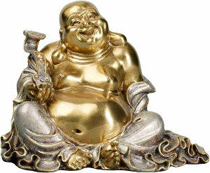 お守り 金運 (高さ13cm×巾18cm) 真鍮製 様 布袋 七福神置物