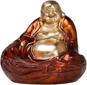 置物 風水 金運グッズ (高さ18cm×巾18cm) 真鍮製 金運 置物 布袋様 仏像