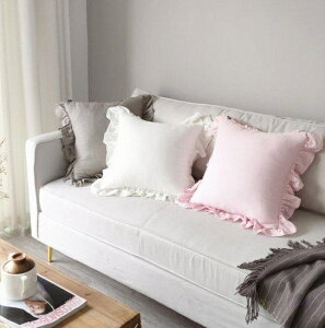 クッションカバー 45×45cm 45×45 無地 フリル付き フリル かわいい おしゃれ インテリア雑貨 インテリア 雑貨 シンプル 大きい 正方形 四角 角型 綿 コットン リネン 麻 枕カバー 洗える 北欧 ホ