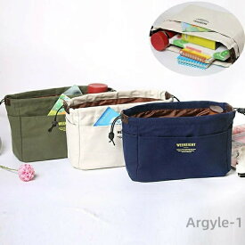 【送料無料】バッグインバッグ ポーチ 軽量 Lサイズ ポーチ 巾着綿 キャンバス コットン マザーズバック ハンド カバン 軽量バック 小物