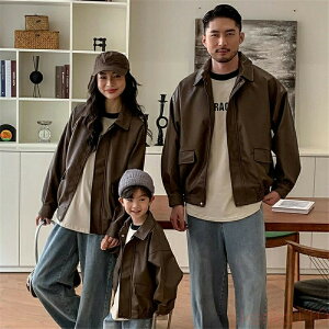 【送料無料】親子 ペアルック 赤ちゃん アウター トップス レトロ ジャケット レディース 春 秋 ショート丈 前開き 韓国風 おしゃれ カジュアル 親子ペアルック 冬 ゆったり