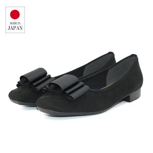 《サイズ交換無料》日本製 スエード パンプス 柔らかい ビジュー リボン バレーシューズ 歩きやすい 走れる 履きやすい 脱げない フラット 痛くない シューズ 靴 レディース 通勤 オフィス