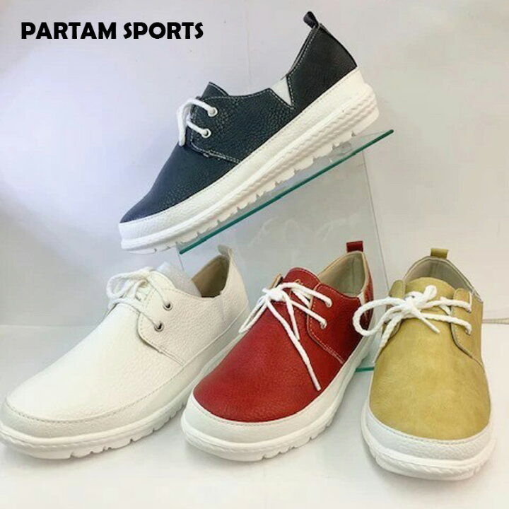 楽天市場 楽天ランキング2位 サイズ交換無料 Partam Sports パータムスポーツ 超軽量 厚底スニーカー コンフォートシューズ 痛くない 疲れにくい 人気 レースアップ クッション お出かけ ラウンド レディース ネイビー ホワイト グレー スニーカー 韓国