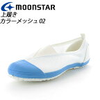 ムーンスター 子供靴/メンズ/レディース カラーメッシュ 02 ライトブルー ムーンスター 踵踏付け防止機能搭載の上履き MS シューズ