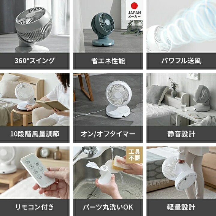 楽天市場】[P5倍／19日24時まで] 【1年保証】 サーキュレーター 360°首 