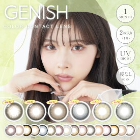 ★ポイント2倍★カラコン ジェニッシュ マンスリー (1箱2枚入) 度なし 緩苺 ゆるめ DIA14.5mm 1ヶ月 1month genish コンタクトレンズ 送料無料