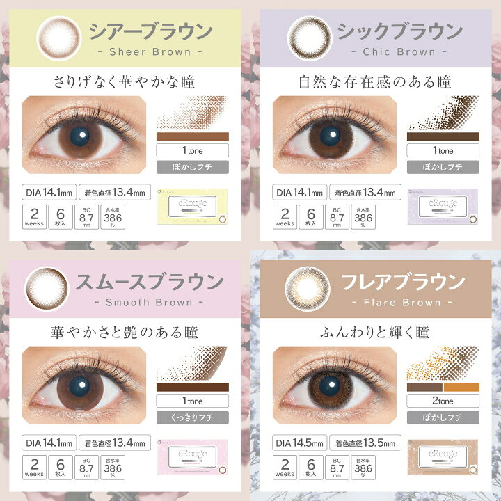 楽天市場 10月はポイント倍 カラコン エルージュ2ウィーク 1箱6枚入り メール便送料無料 2週間 2week 2ウィーク カラーコンタクトレンズ 度なし 度あり カラコン 14 1mm トーメー2weeks Erouge エルージュ スムースブラウン クラリティブラウン コンタクト