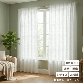 レースカーテン レース カーテン 2枚セット 高機能 遮熱 遮像 猛暑 酷暑 UVカット 紫外線 エコリエ ウォッシャブル 洗える 清潔 100×133 100×176 100×198 仕切り 間仕切り 選べる3サイズ エコプラント