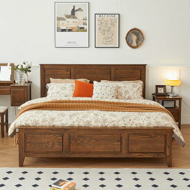 ベッドフレーム ベッド セミダブル ダブル すのこベッド 幅150/180cm 耐久性 頑丈 すのこ 通気性 おしゃれ シンプル 木目 寝具 北欧 ブラウン
