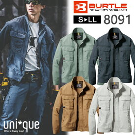 作業着 春夏 ワークウェア BURTLE バートル ジャケット 8091 作業服 ワークジャケット 長袖 おしゃれ かっこいい アウトドア 綿素材 コットン 綿100% メンズ 大容量ポケット 防縮 作業用ジャケット 無地 DIY バイク バイカー ライダー ゴルフ 釣り