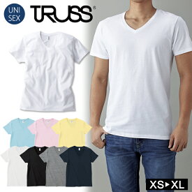 半袖 Vネック Tシャツ 男女兼用 ユニセックス 4.3オンス スリムフィット tシャツ SFV-113 無地 綿100％ コットン カジュアル TRUSS