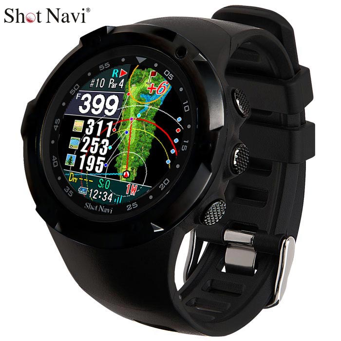 ショットナビ 腕時計型GPSゴルフナビ Shot Navi W1 一流の品質 有賀園ゴルフ Evolve エボルブ ブラック×ブラック
