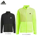 【ポイント大量還元中！】11/3まで　アディダス メンズ ロゴプリント ダンボールニット 生地切替 長袖 フルジップ ジャケット MKR96 ゴルフウェア [68％OFF] 特価