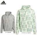 【全品10％割引クーポン＋最大P10倍！】11/10まで　アディダス メンズ GO-TO 総柄 グラフィックプリント 長袖 フード付き ハーフジップ プルオーバー ジャケット KOW07 [2024年モデル] ゴルフウェア [春夏モデル 64％OFF] 特価