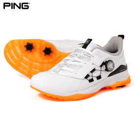 PING ピン メンズ BLADE SOLE SPIKE フラッグシップモデル ブレードソール ソフトスパイク ゴルフシューズ 621-4192501 031 ホワイト×オレンジ [2024年モデル]　【あす楽対応】 [有賀園ゴルフ]