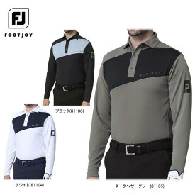 【全品ポイント10倍キャンペーン開催中！】8/3 23:59まで　フットジョイ メンズ ロゴプリント カラーブロック 長袖 ポロシャツ FJ-F23-S16 [秋冬モデル 60％OFF] 特価 ゴルフウェア