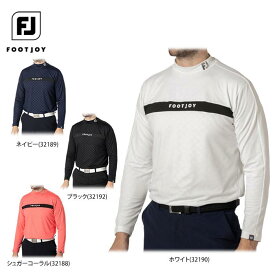 【期間限定価格】フットジョイ メンズ ラインデザイン 生地切替 ロゴ柄 裏微起毛 ストレッチ 長袖 モックネックシャツ FJ-F24-S07 ゴルフウェア [2024年秋冬モデル 52％OFF] 特価