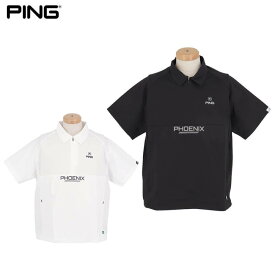 【全品10％割引クーポン＋最大P10倍！】11/10まで　ピンゴルフ メンズ 撥水 布帛 半袖 ハーフジップシャツ 621-4111301 [2024年モデル] ゴルフウェア [春夏モデル 50％OFF] 特価