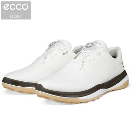 【全品9％OFFクーポン配布中！　ECCO エコー メンズ LT1 BOA エルティーワン ボア スパイクレス ゴルフシューズ 132274 51173 WHITE/TARMAC [2025年モデル]