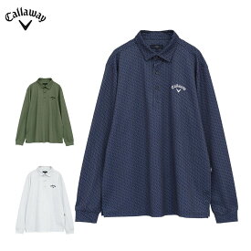 【クーポンで10％OFF！さらにP10倍以上還元！】4/17 12:59まで　キャロウェイ メンズ ロゴプリント 鬼鹿の子 長袖 ポロシャツ C25233107 ゴルフウェア [2025年秋冬モデル 50％OFF] 特価