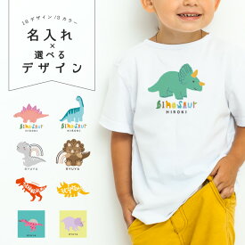 【翌日配達】 名入れ tシャツ 子供 キッズ プレゼント メンズ レディース 推し Tシャツ 半袖 プリント かわいい クルーネック 綿100% ブラック ホワイト グレー 5.6オンス カジュアル プリントtシャツ 名前入れ 誕生日 オリジナルtシャツ 恐竜 きょうりゅう イラスト