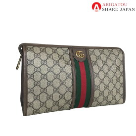 GUCCI グッチ シェリーライン セカンドバッグ クラッチバッグ メンズ GGスプリームキャンバス ブラウン グレー グリーン レッド 598234 493075 中古品【鑑定済】