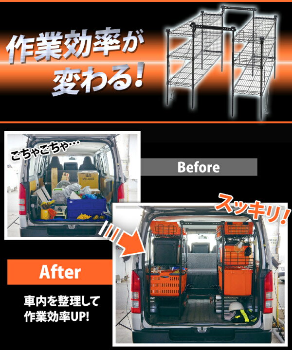 楽天市場 職人の車載ラック Wsr 1412a車載ラック 車内収納 車 ブラック 収納 整理 トラック 運搬 軽トラ すっきり スリム 通路 安全 高さ調節 仕事道具 整理整頓 コンパクト シンプル 機能性 小物収納 Diy ハード 工具収納 キャンプ ガレージ トランクボックス カー収納
