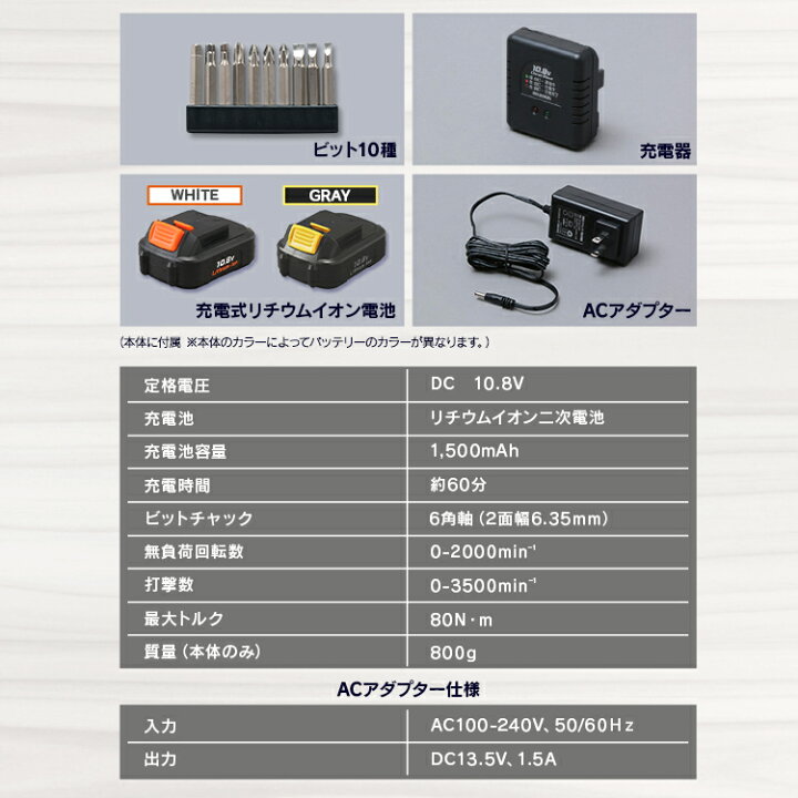 《衝撃☆特別価格》インパクトドライバー 充電式 ビットセット 10.8V アイリスオーヤマ 小型 JID80 BID80-H インパクト 電動ドライバー LEDライト ビット10本 充電式インパクトドライバー ドリルドライバー 電動工具 ネジ締め DIY DBL1015 : 工具ワールド ... 《衝撃☆特別価格》インパクトドライバー 充電式 ビットセット 10.8V アイリスオーヤマ 小型 JID80 BID80-H インパクト 電動ドライバー LEDライト ビット10本 充電式インパクトドライバー ドリルドライバー 電動工具 ネジ締め DIY DBL1015 : 工具ワールド ...