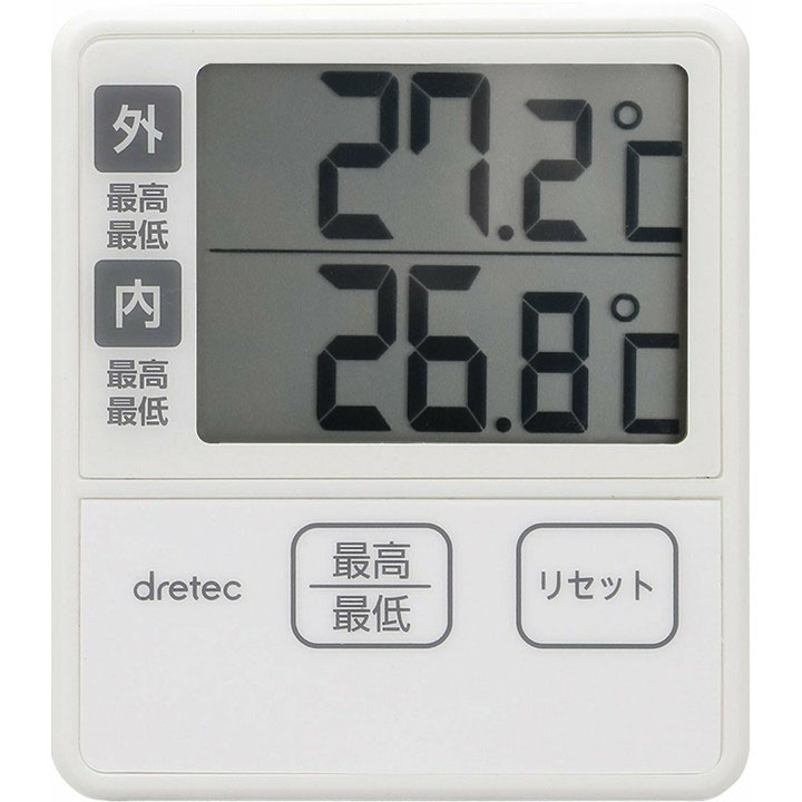 ドリテック 室内・室外温度計 アイボリー O-285温度計 温度管理 冷蔵庫 水槽 ドリテック 【D】一人暮らし