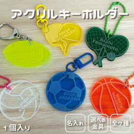 名入れ 彫刻 お名前 アクリルキーホルダー 1個 （スポーツボール）スポーツ チーム 部活 サークル活動 卒団記念 名入れ 保育園 幼稚園 ギフト 卒園記念 おしゃれ 卒園記念品 引退 卒園卒部 クラブ サッカー バレー ミニバス バスケットボール バ小学生 中学生 少年団 送別品