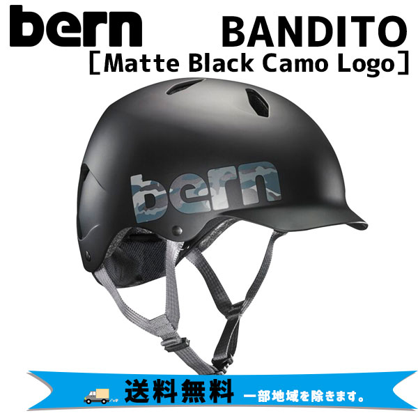 BERN キッズ ジュニア 3歳-児童 ヘルメット バーン BANDITO Black 送料無料 バンディート 一部地域除く Logo ご注文で当日配送 Camo Matte 結婚祝い